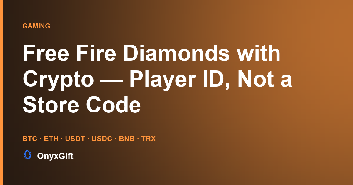 OnyxGift guide card: Free Fire diamonds bought with crypto