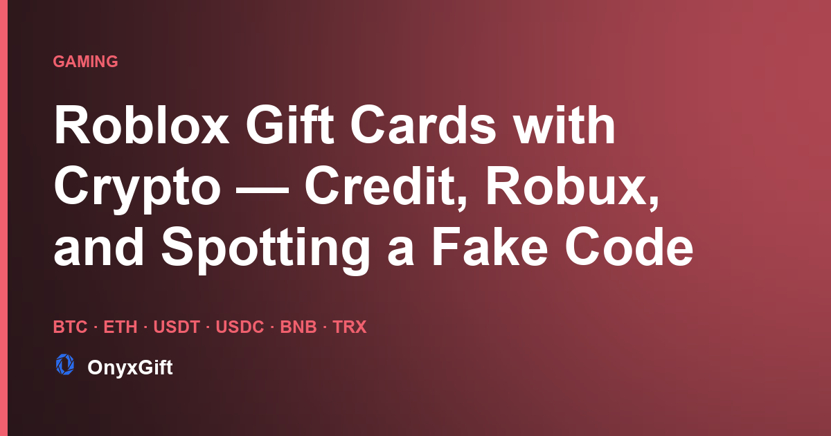 OnyxGift guide card: Roblox gift cards bought with crypto
